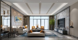 【武汉名星装饰】中建大公馆现代简约风格装修设计客厅效果图120平三室两厅