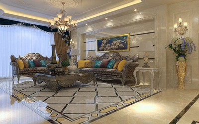 【五】别墅大理石全房定制雅致风格效果图